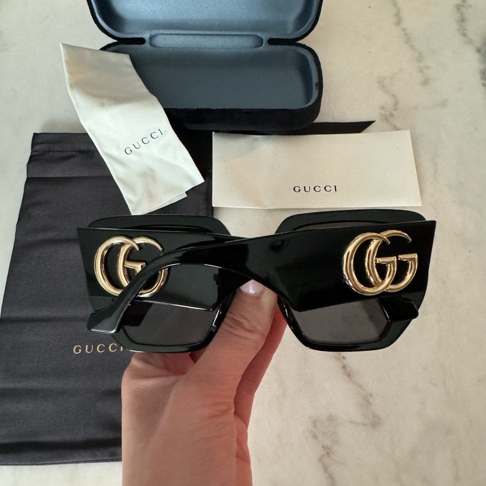 Gucci Black Sunglasses with Gold Accents